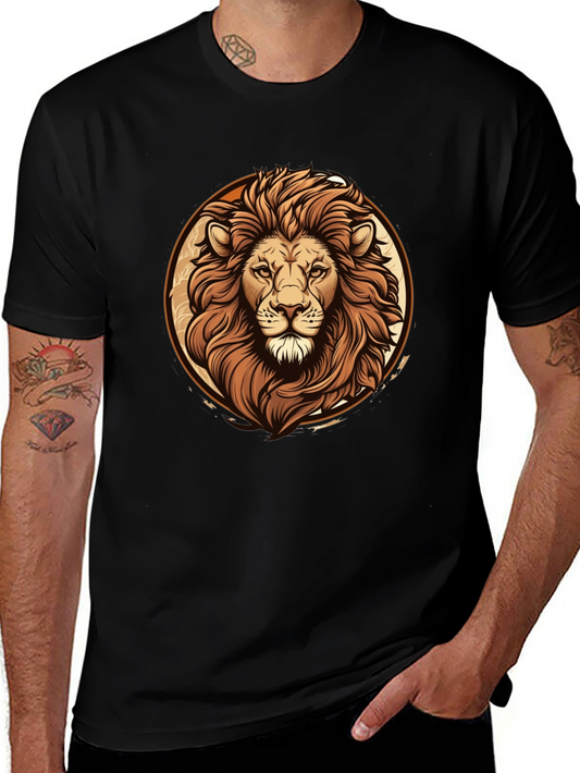Lion Graphic Tee - Bold Animal Print Black T-Shirt