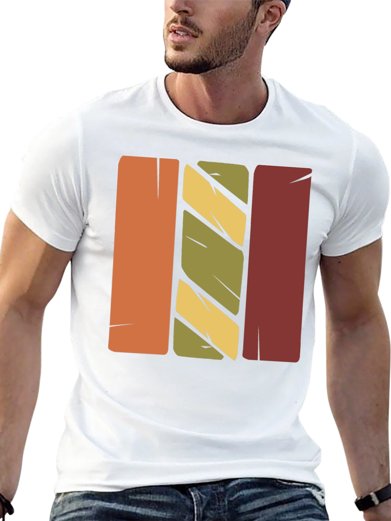 Retro Vertical Stripes Graphic T-Shirt