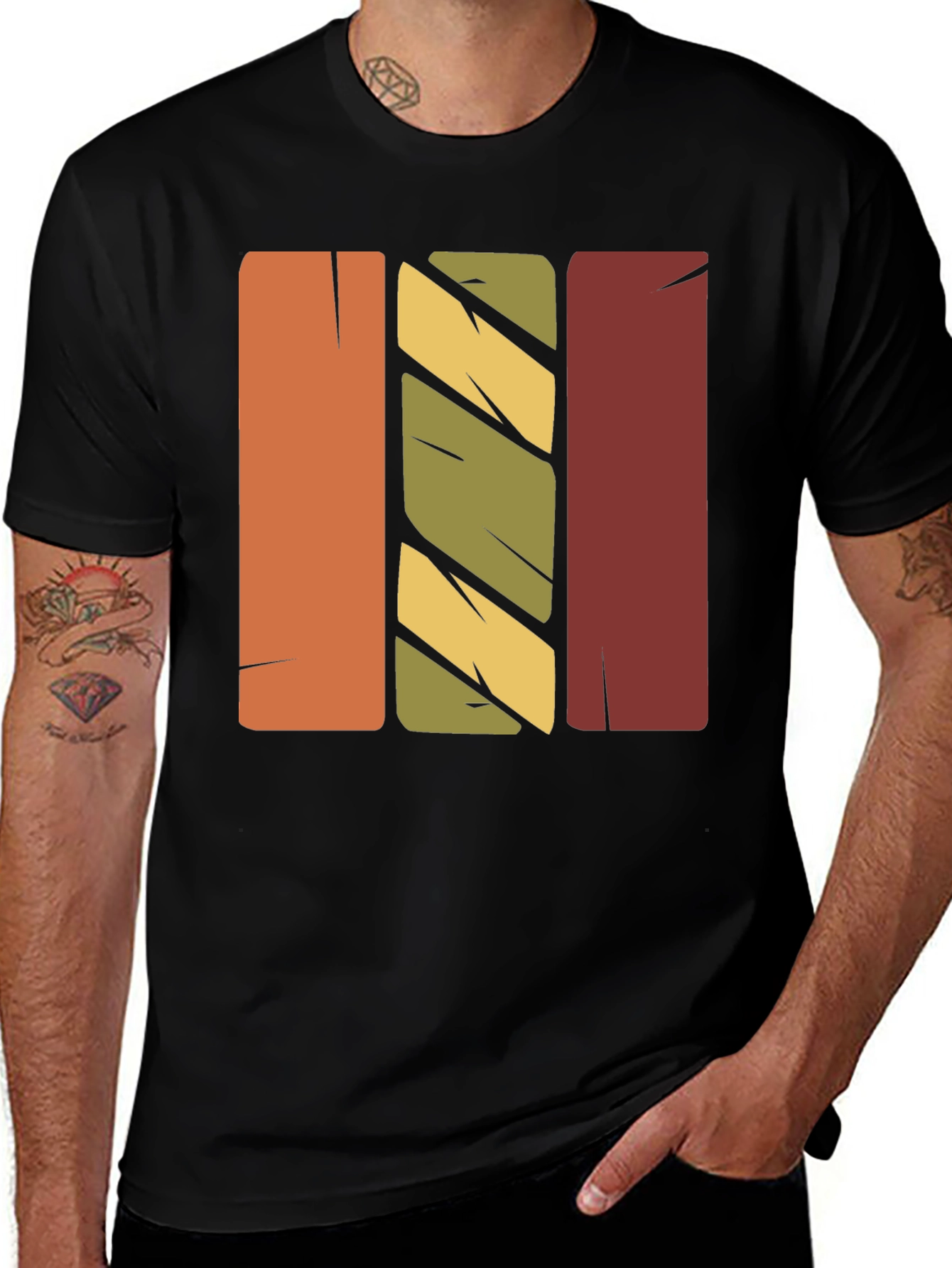 Retro Vertical Stripes Graphic T-Shirt