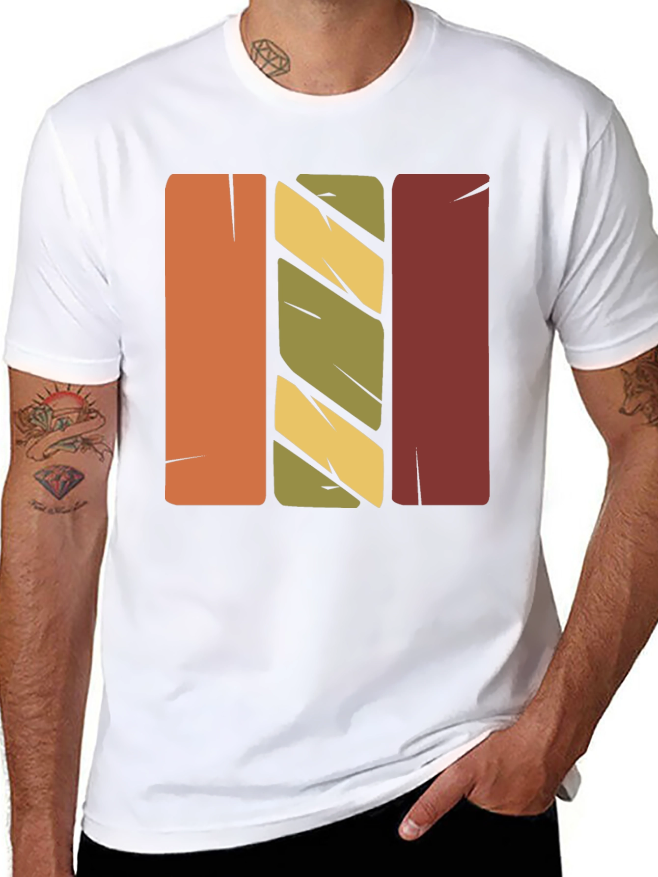 Retro Vertical Stripes Graphic T-Shirt