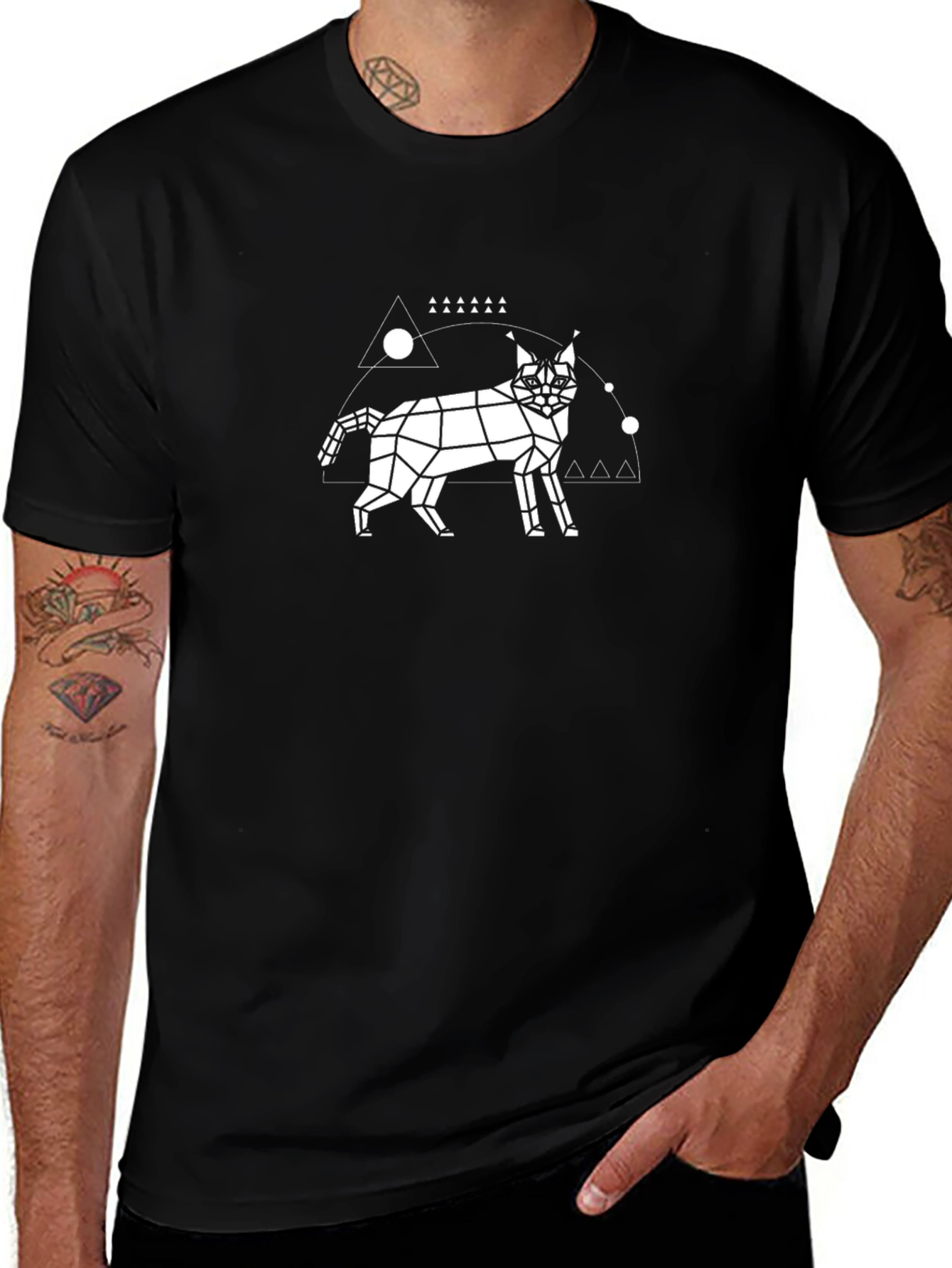 Geometric Lynx Graphic T-Shirt - Modern Style