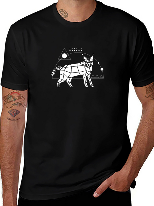 Geometric Lynx Graphic T-Shirt - Modern Style