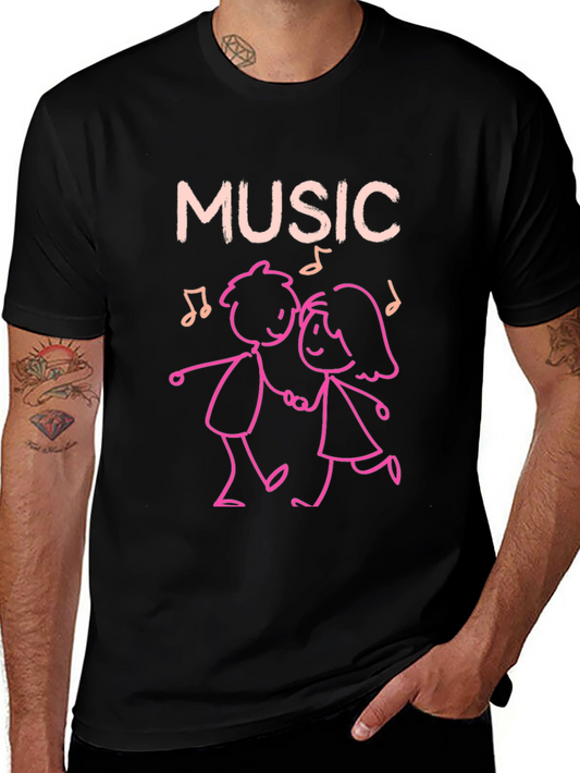 Music Lovers Dancing Couple Graphic Tee