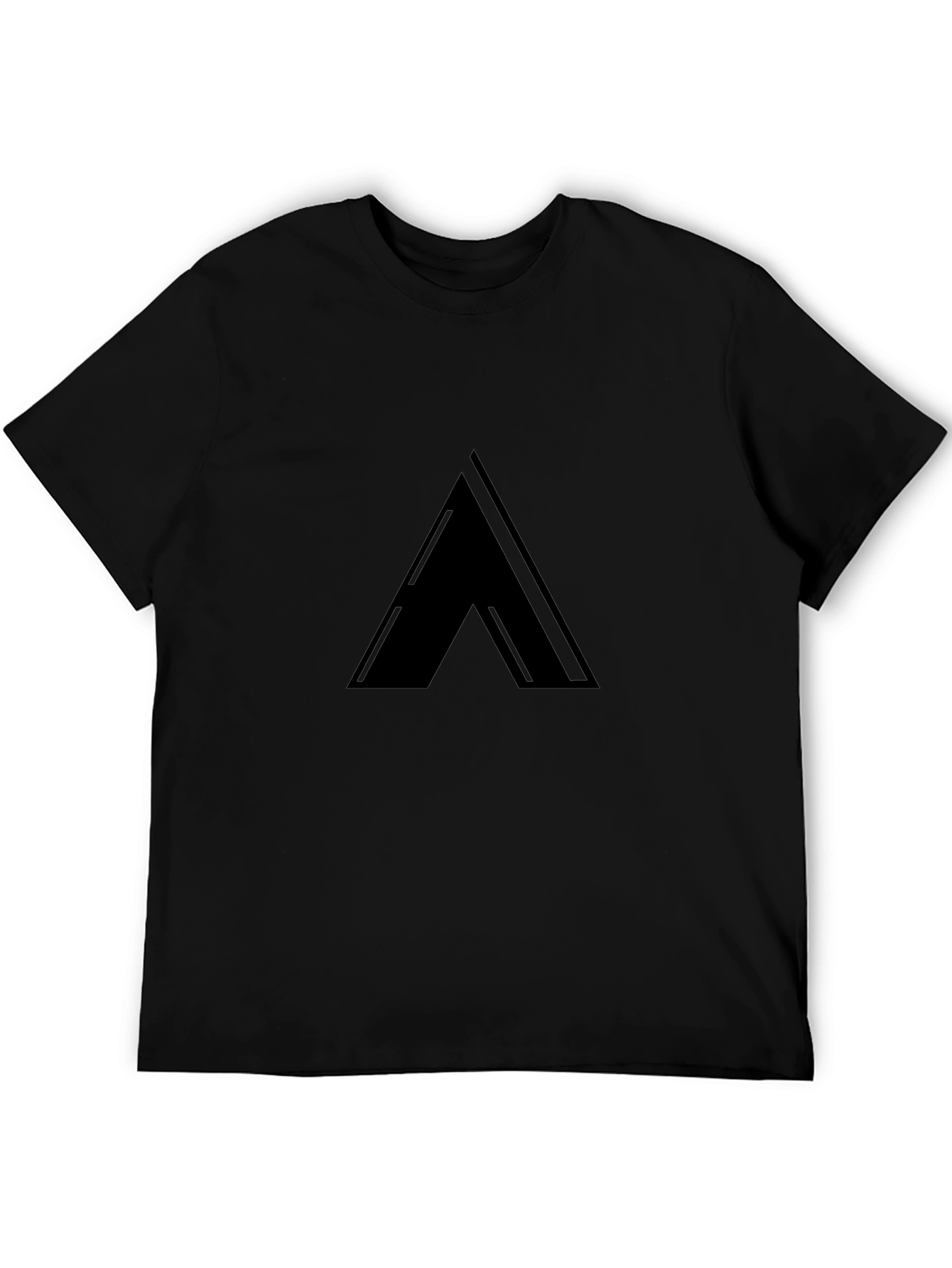 Sleek Black T-Shirt with Minimalist Triangle Design