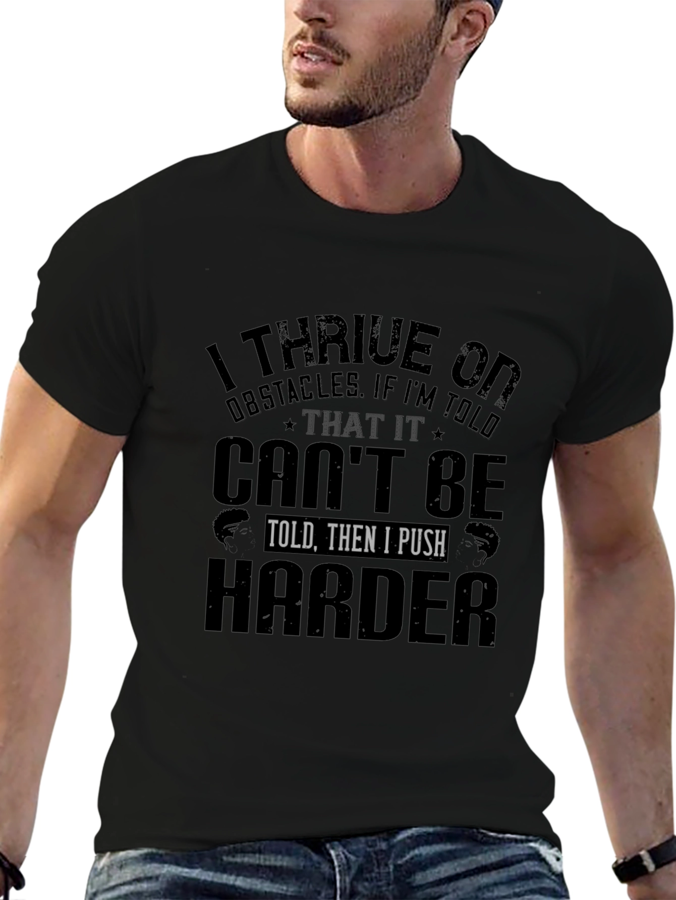 I Thrive on Obstacles Black T-Shirt