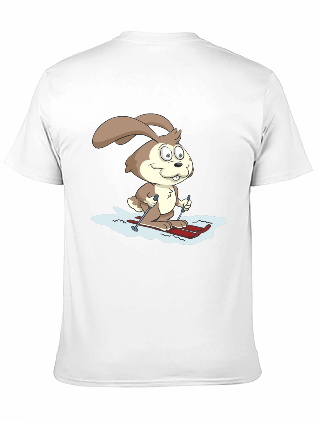 Skiing Bunny Graphic Tee - Black Cotton T-Shirt