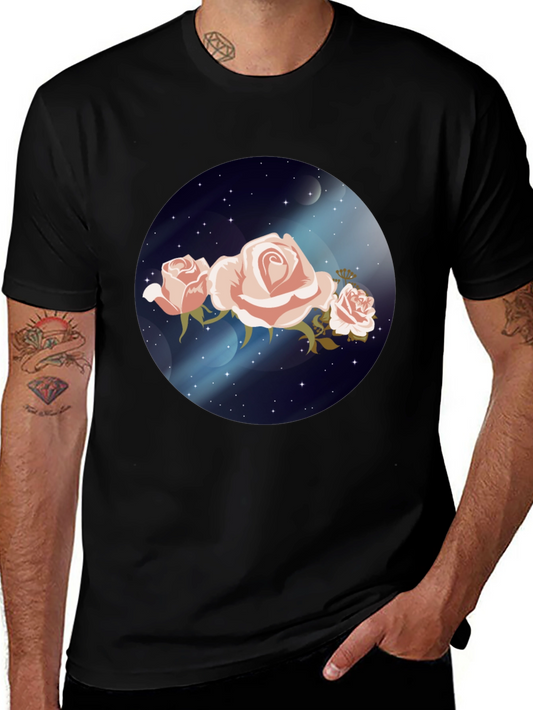 Floral Galaxy Black T-Shirt