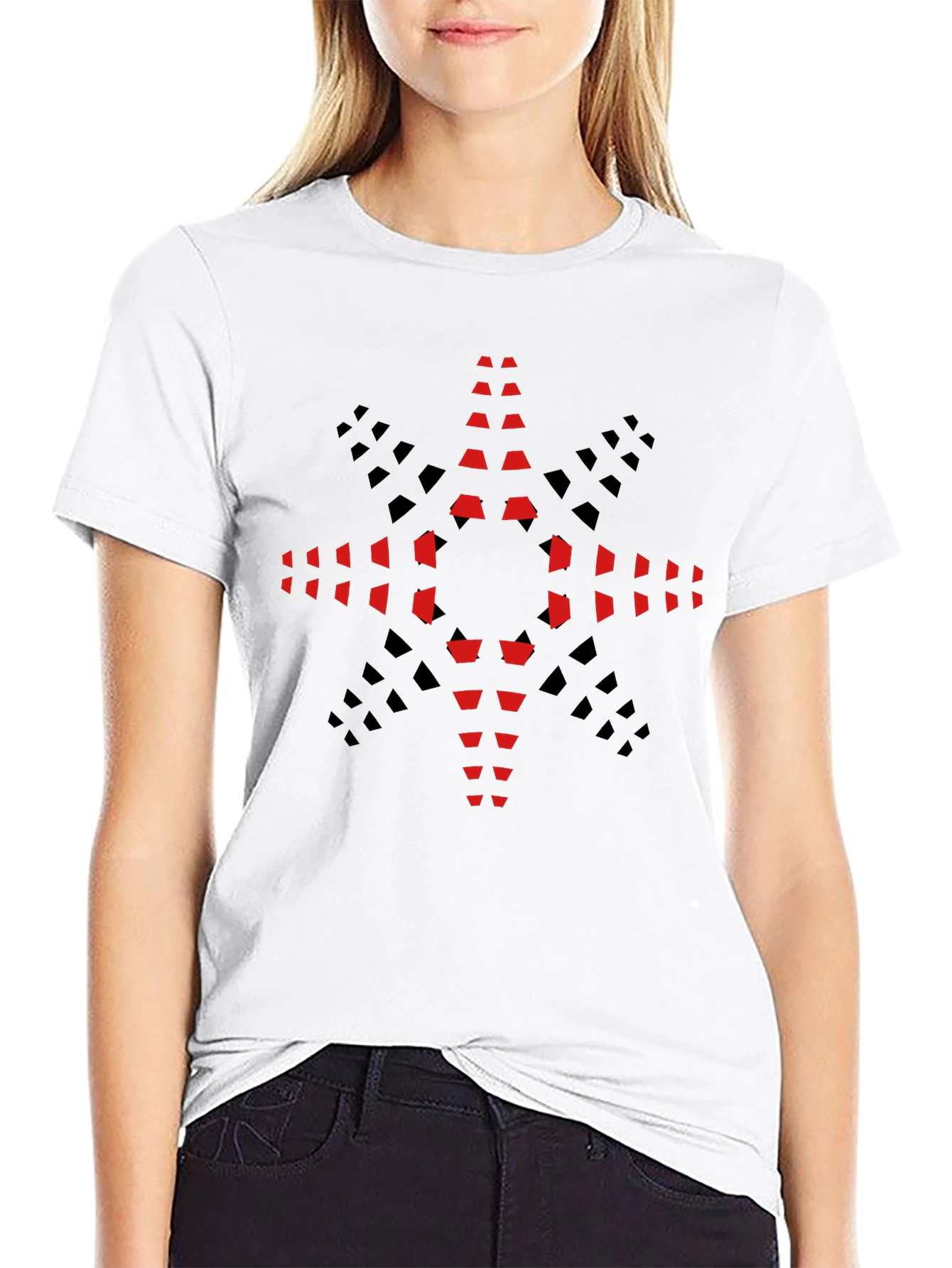 Geometric Star Graphic Tee - Modern Black T-Shirt