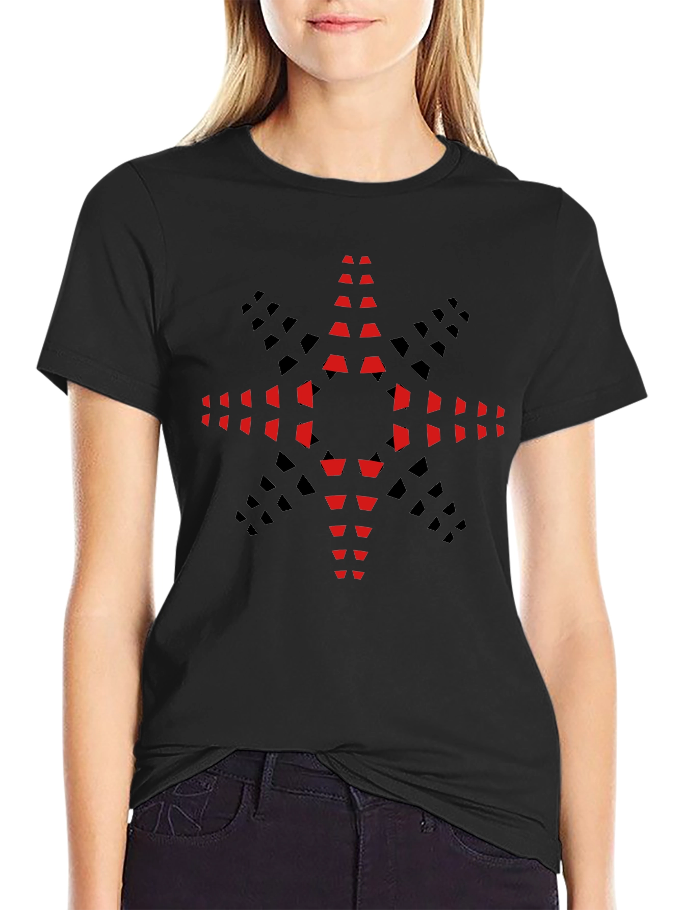 Geometric Star Graphic Tee - Modern Black T-Shirt