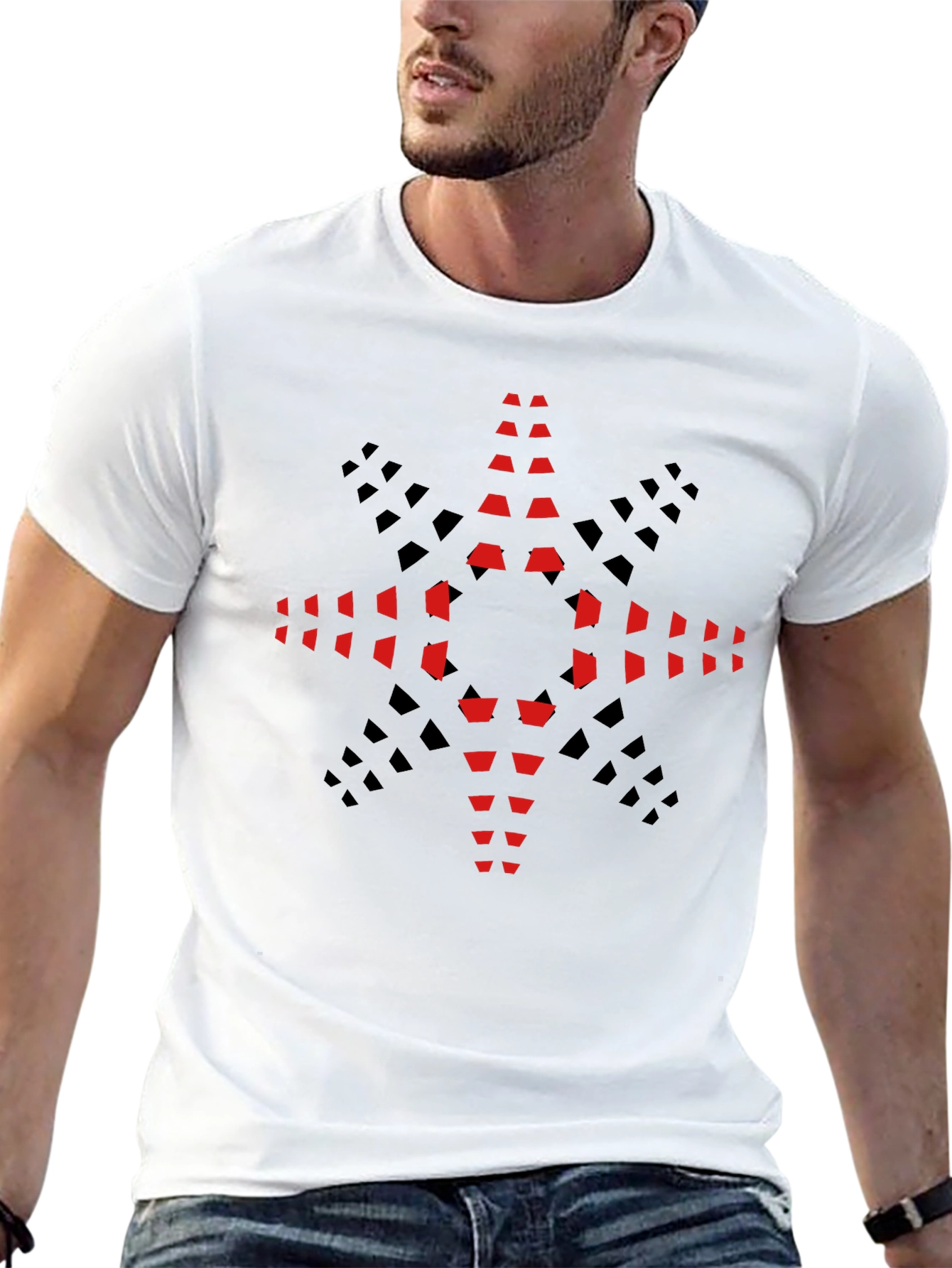Geometric Star Graphic Tee - Modern Black T-Shirt