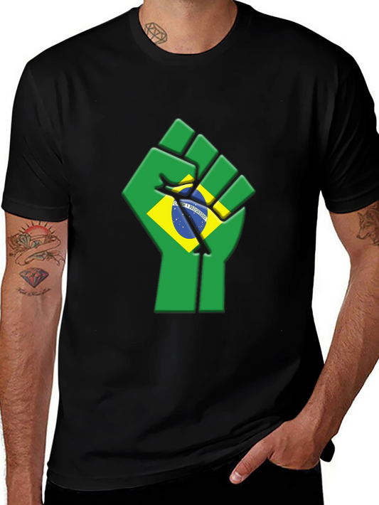 Brazil Flag Fist T-Shirt - Black