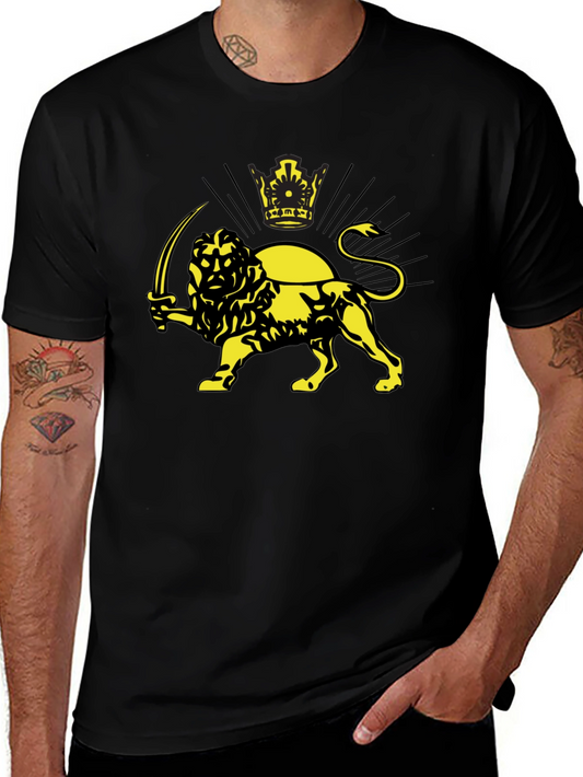 Lion and Sun Graphic T-Shirt - Imperial Iran Design
