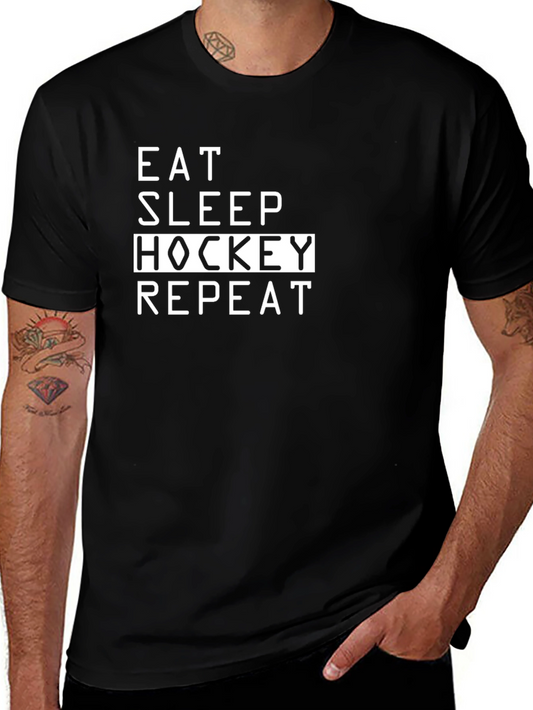 Eat Sleep Hockey Repeat Black T-Shirt