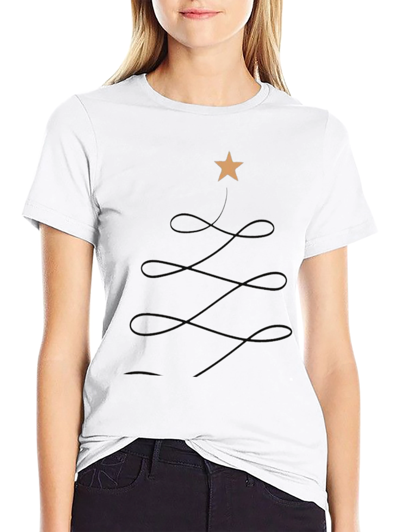Minimalist Christmas Tree Black T-Shirt
