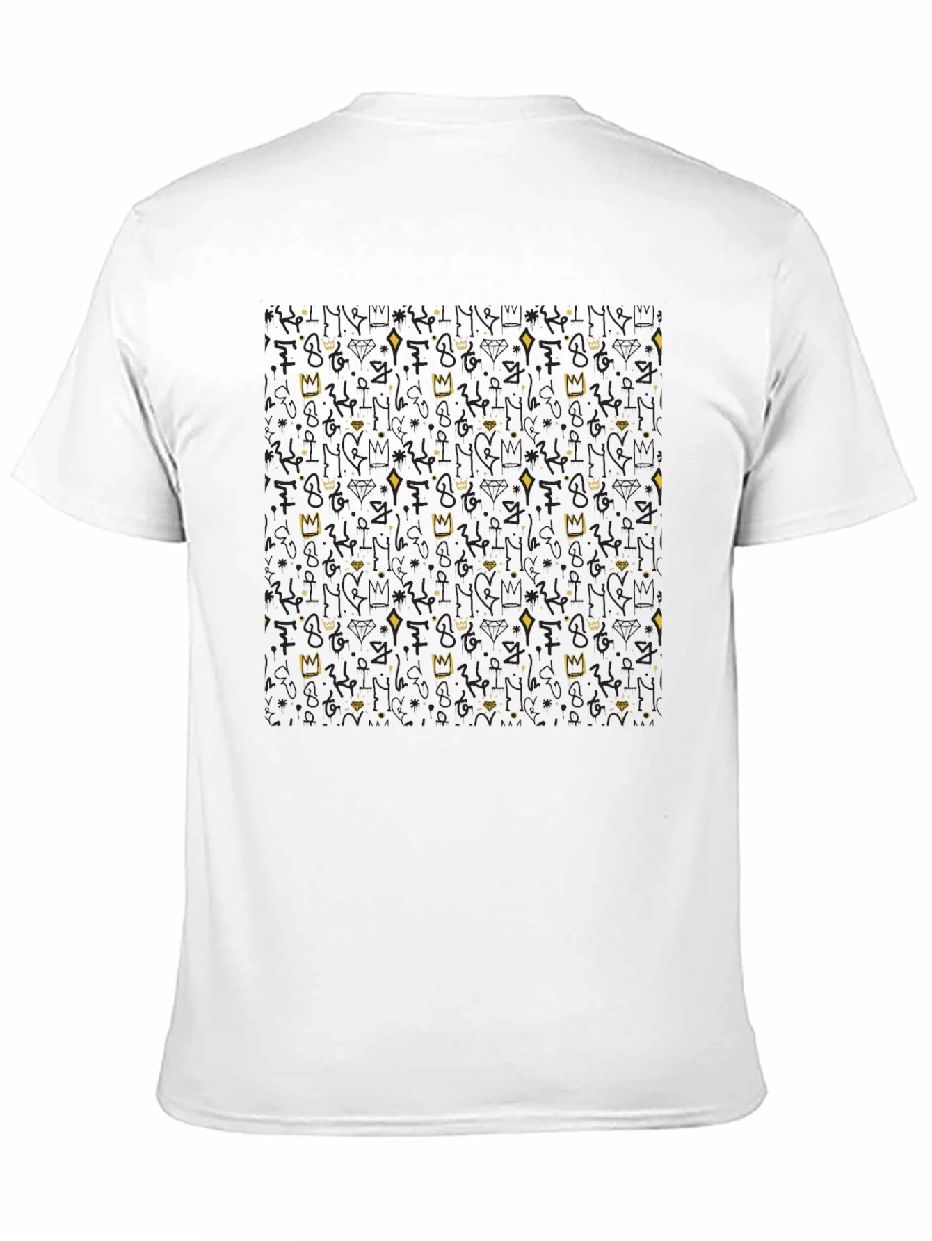 Crown & Diamond Patterned Black T-Shirt