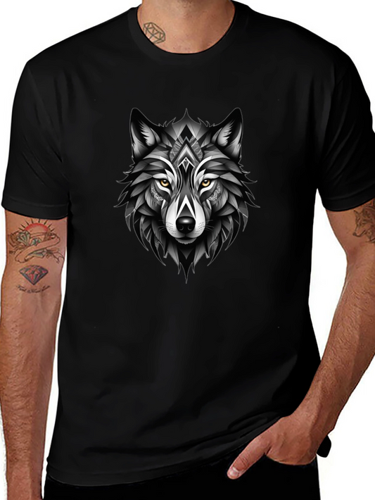 Black Wolf Graphic Tee - Modern Animal Design