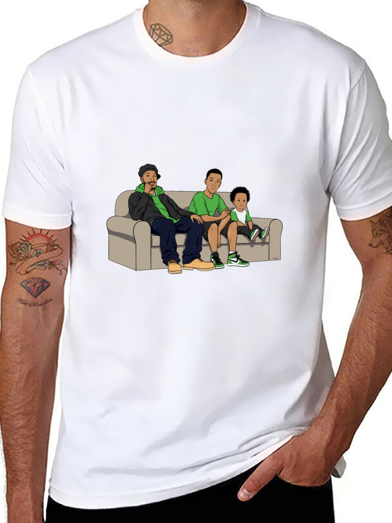 Cartoon Family on Couch T-Shirt