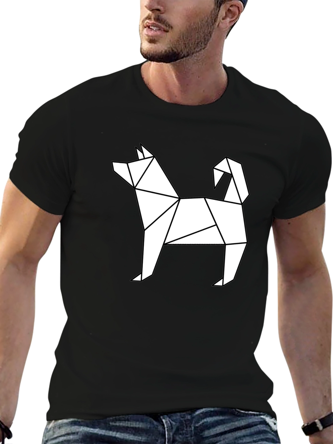 Geometric Dog Tee - Modern Minimalist Style