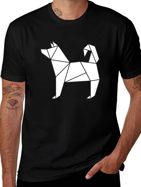 Geometric Dog Tee - Modern Minimalist Style