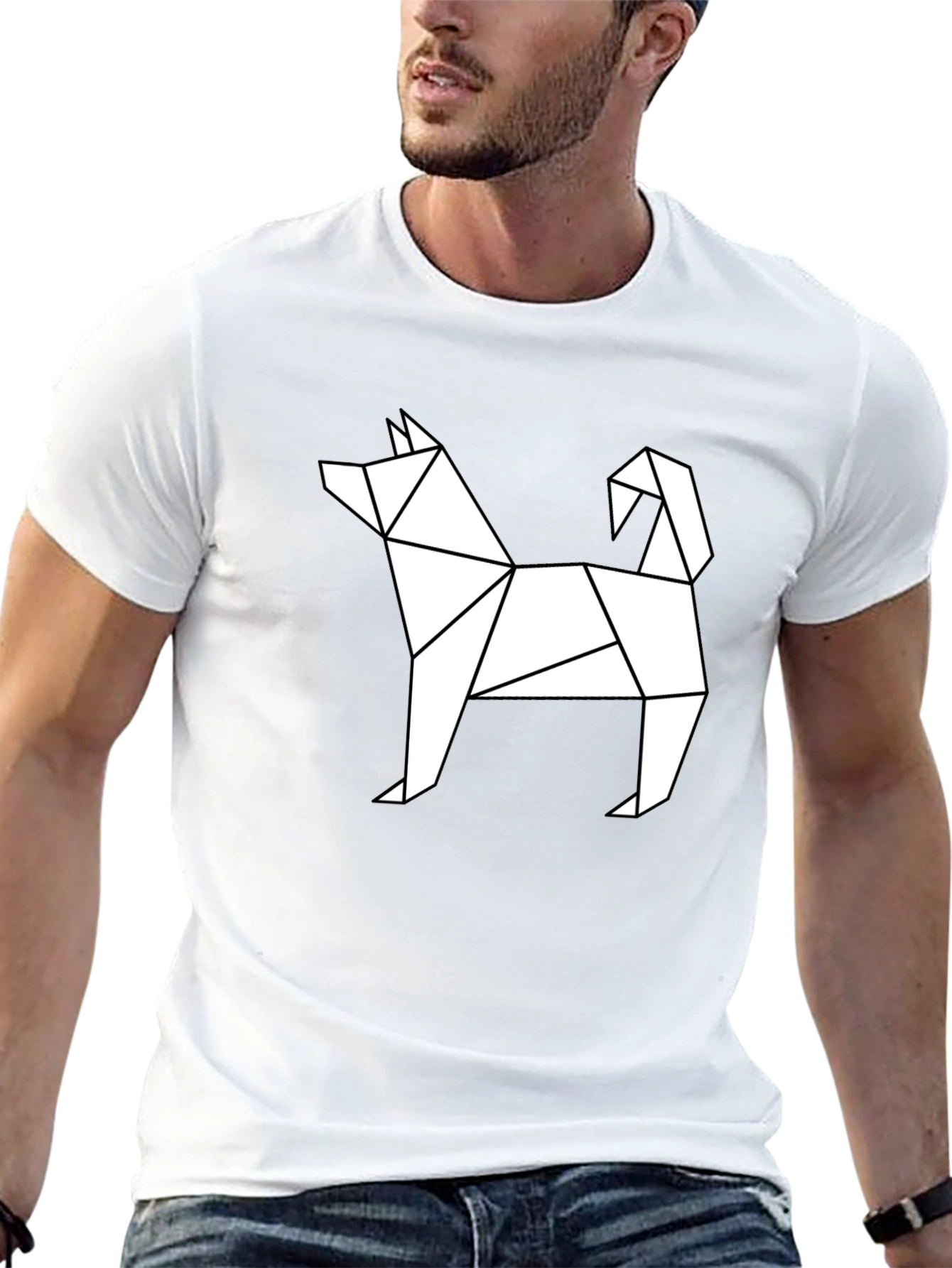 Geometric Dog Tee - Modern Minimalist Style