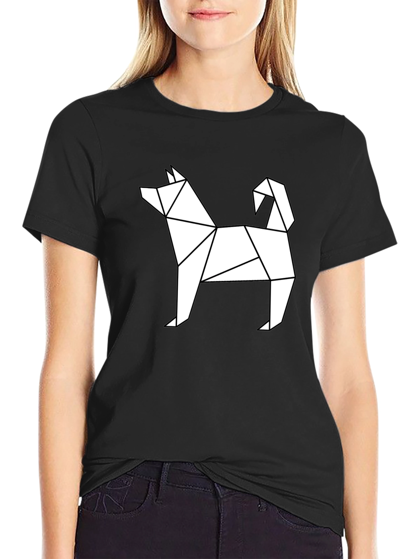 Geometric Dog Tee - Modern Minimalist Style