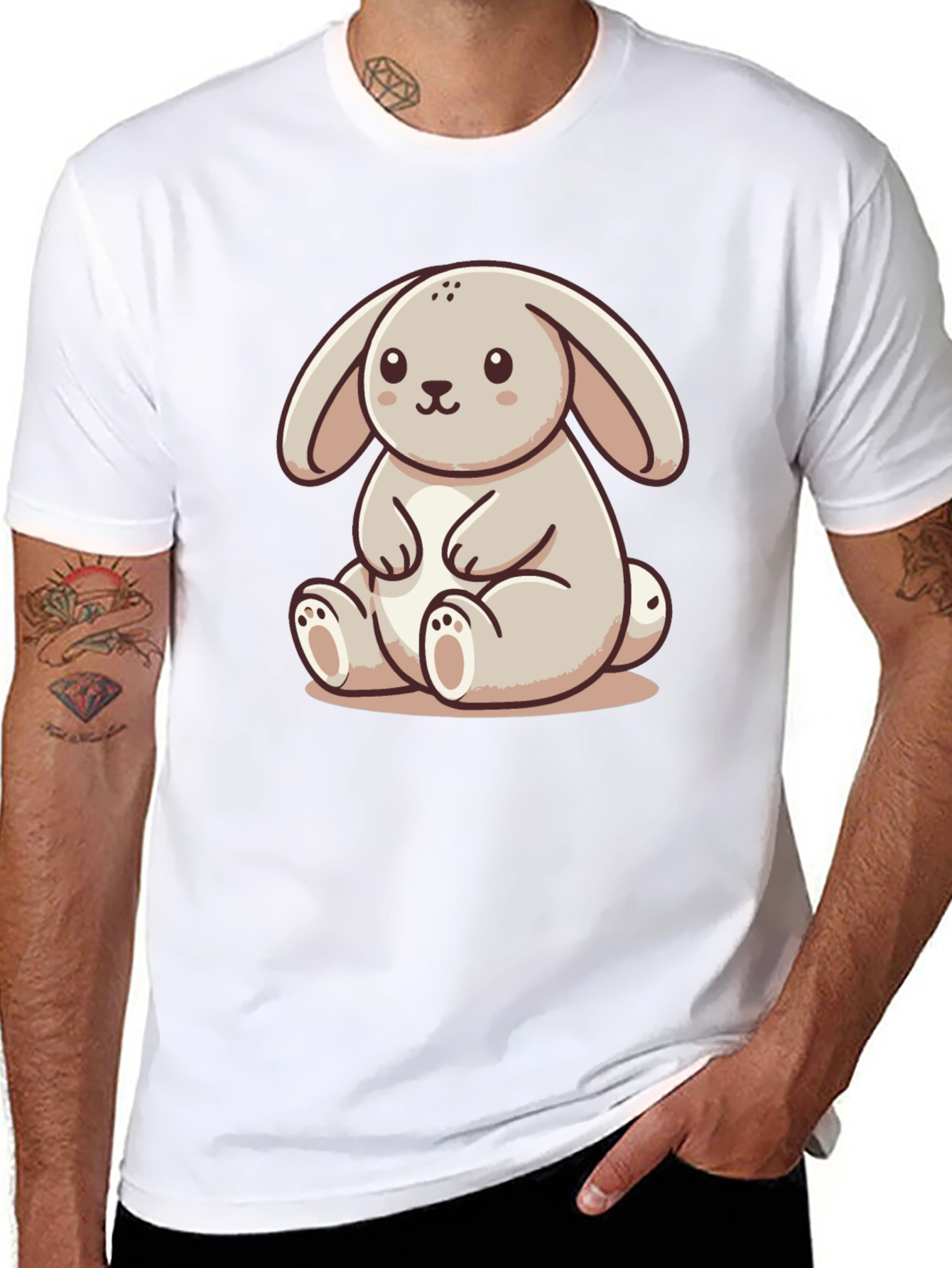 Cute Bunny Graphic Tee - Soft Black Shirt
