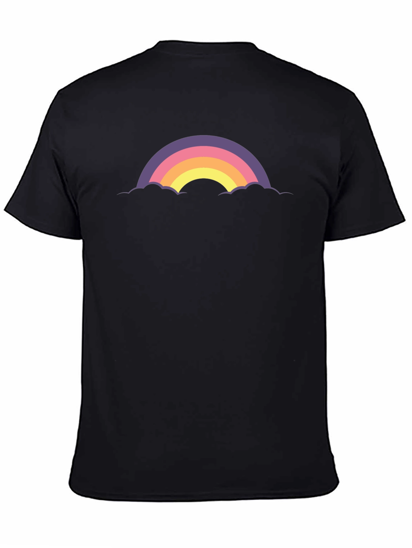 Retro Rainbow Cloud Graphic Tee - Black