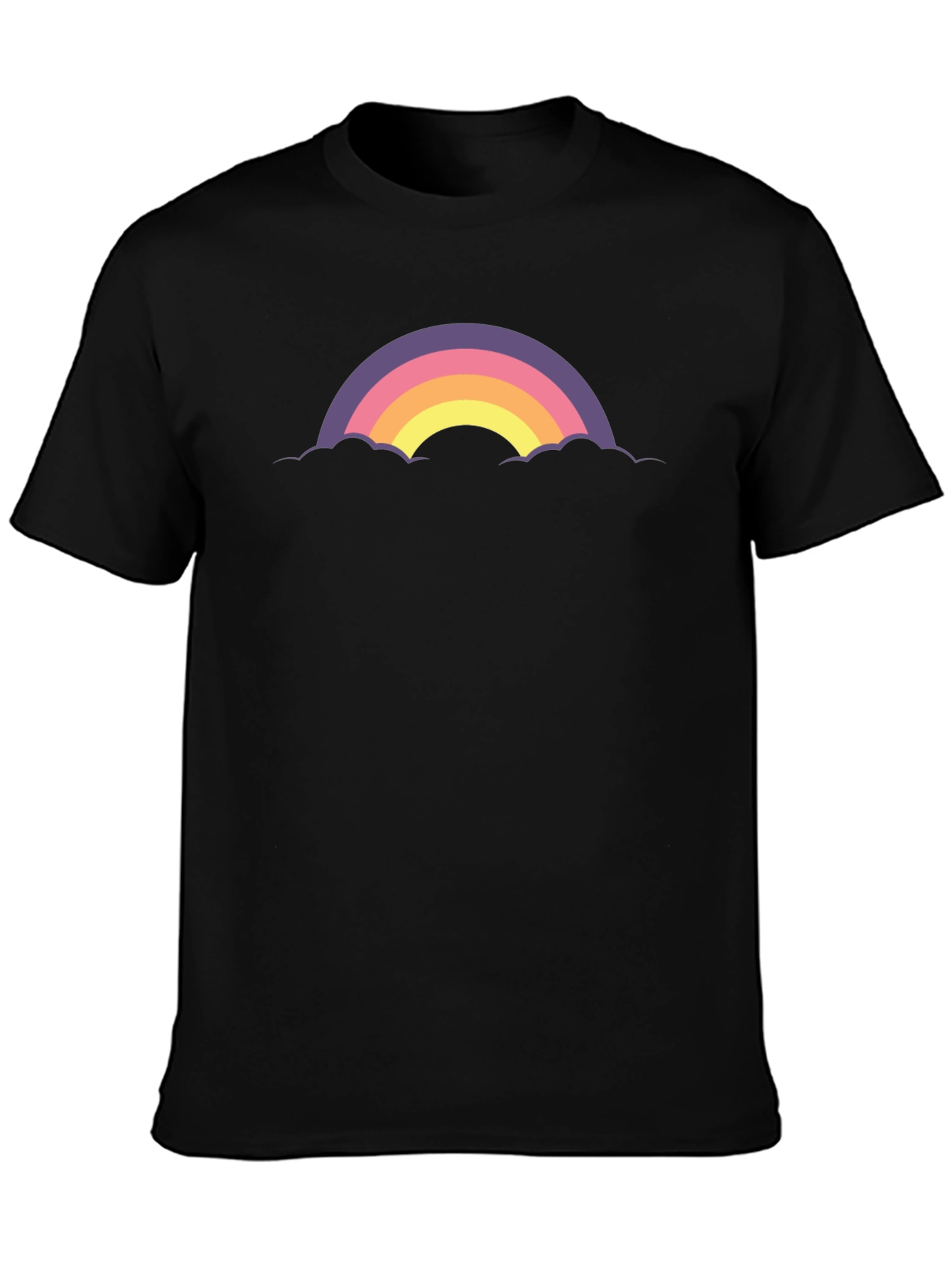 Retro Rainbow Cloud Graphic Tee - Black