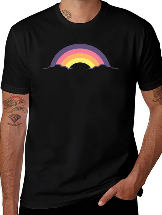 Retro Rainbow Cloud Graphic Tee - Black