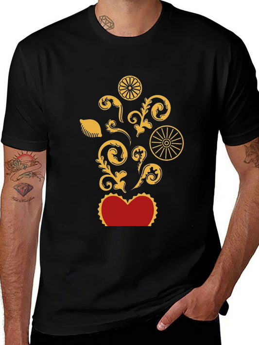 Ornate Heart Graphic T-Shirt - Black