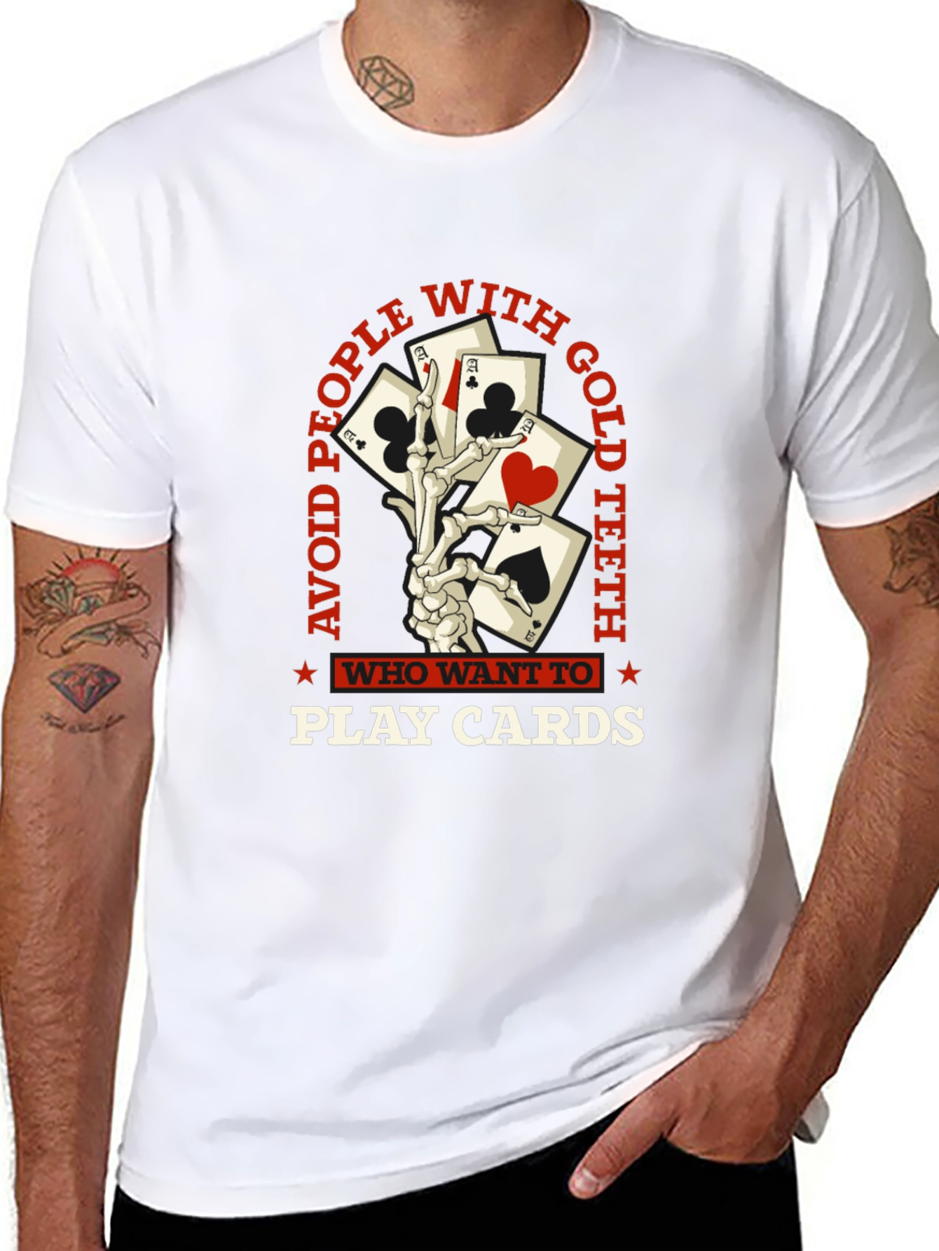 Avoid People With Gold Teeth Playing Cards Graphic Tee