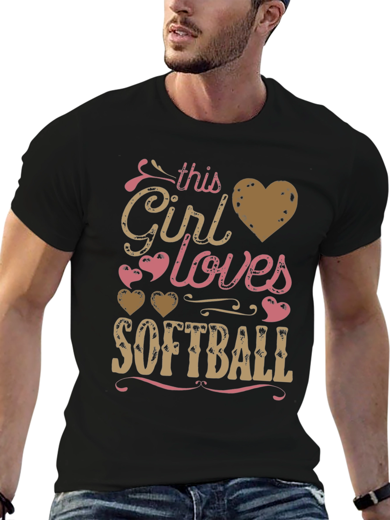 Girl Loves Softball T-Shirt - Fun Graphic Tee
