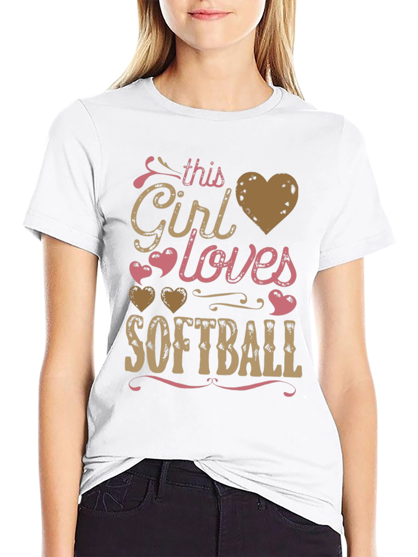 Girl Loves Softball T-Shirt - Fun Graphic Tee