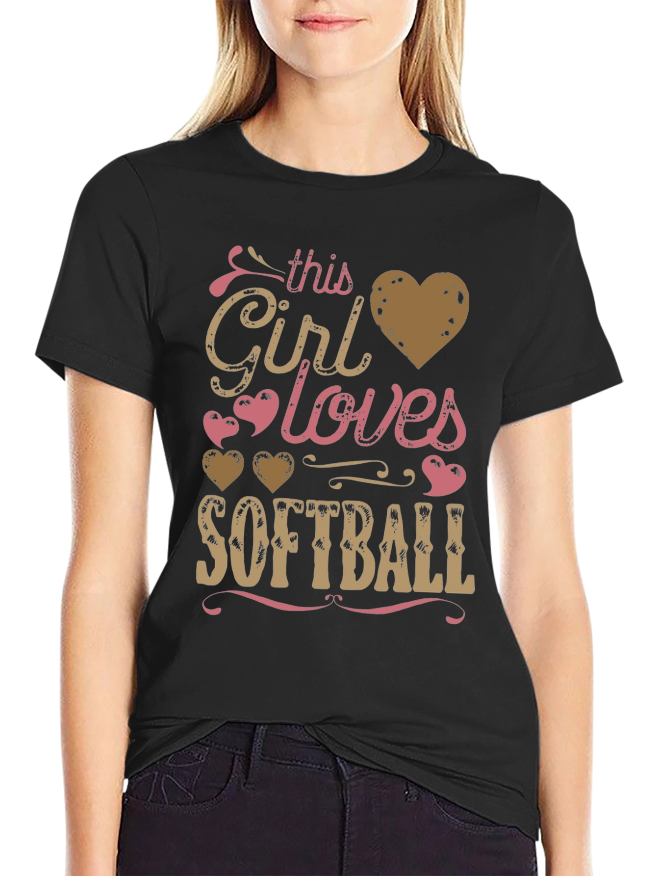 Girl Loves Softball T-Shirt - Fun Graphic Tee