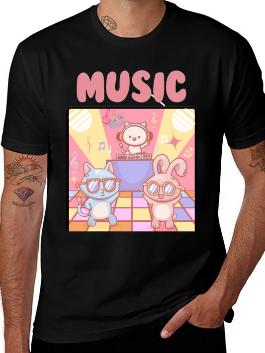 Music Cats and Bunny DJ T-Shirt