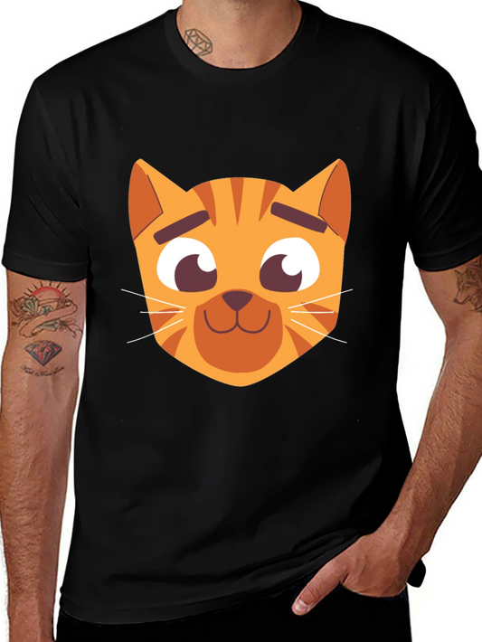 Cartoon Cat Graphic Black T-Shirt