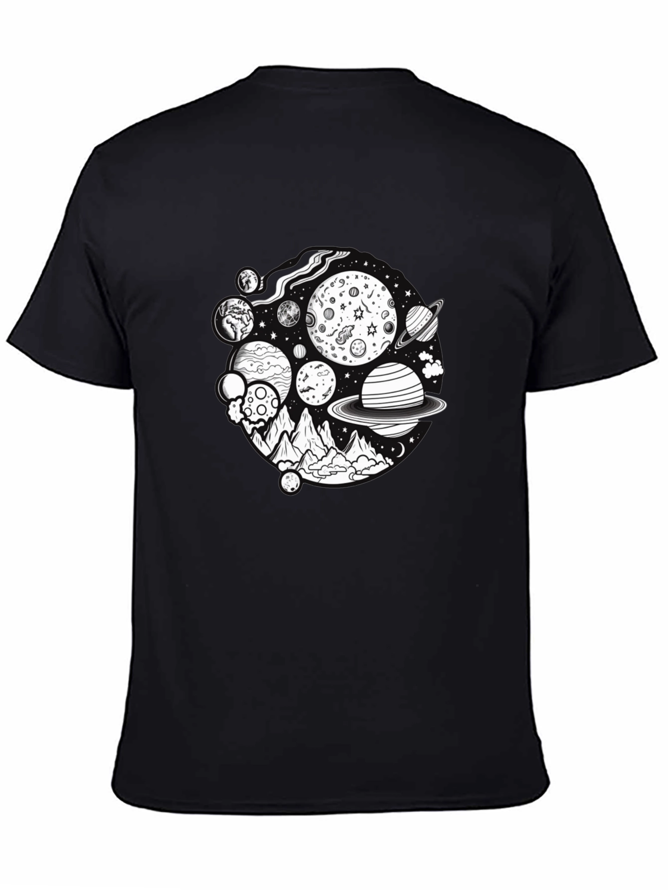 Cosmic Mountain Graphic Tee - Black Cotton Blend