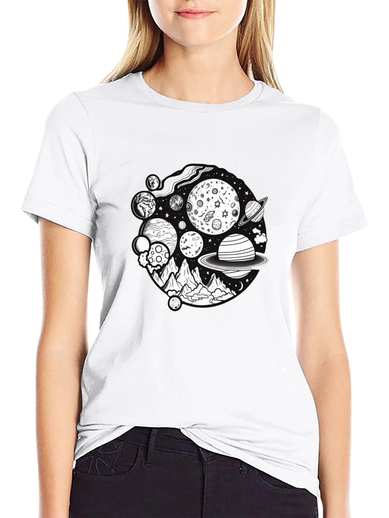 Cosmic Mountain Graphic Tee - Black Cotton Blend
