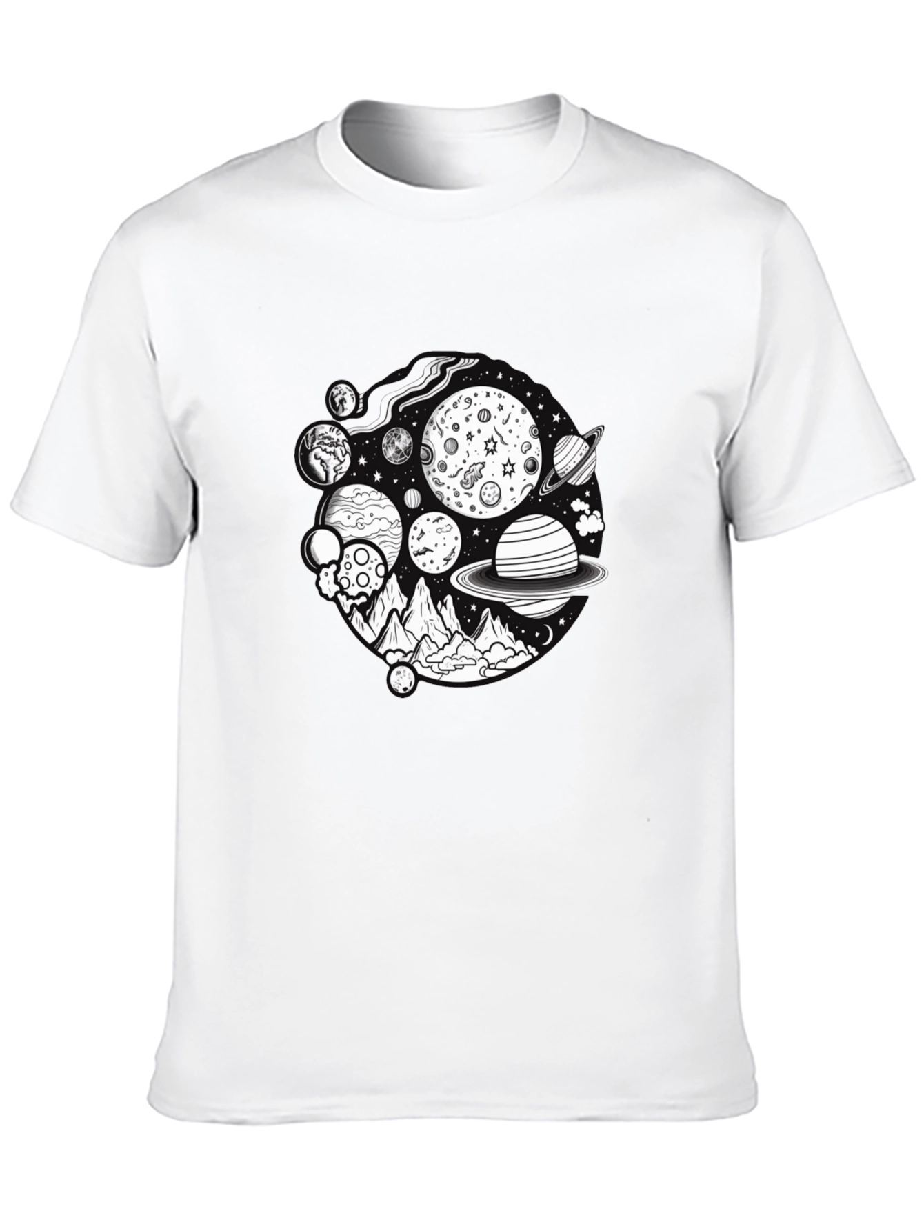 Cosmic Mountain Graphic Tee - Black Cotton Blend