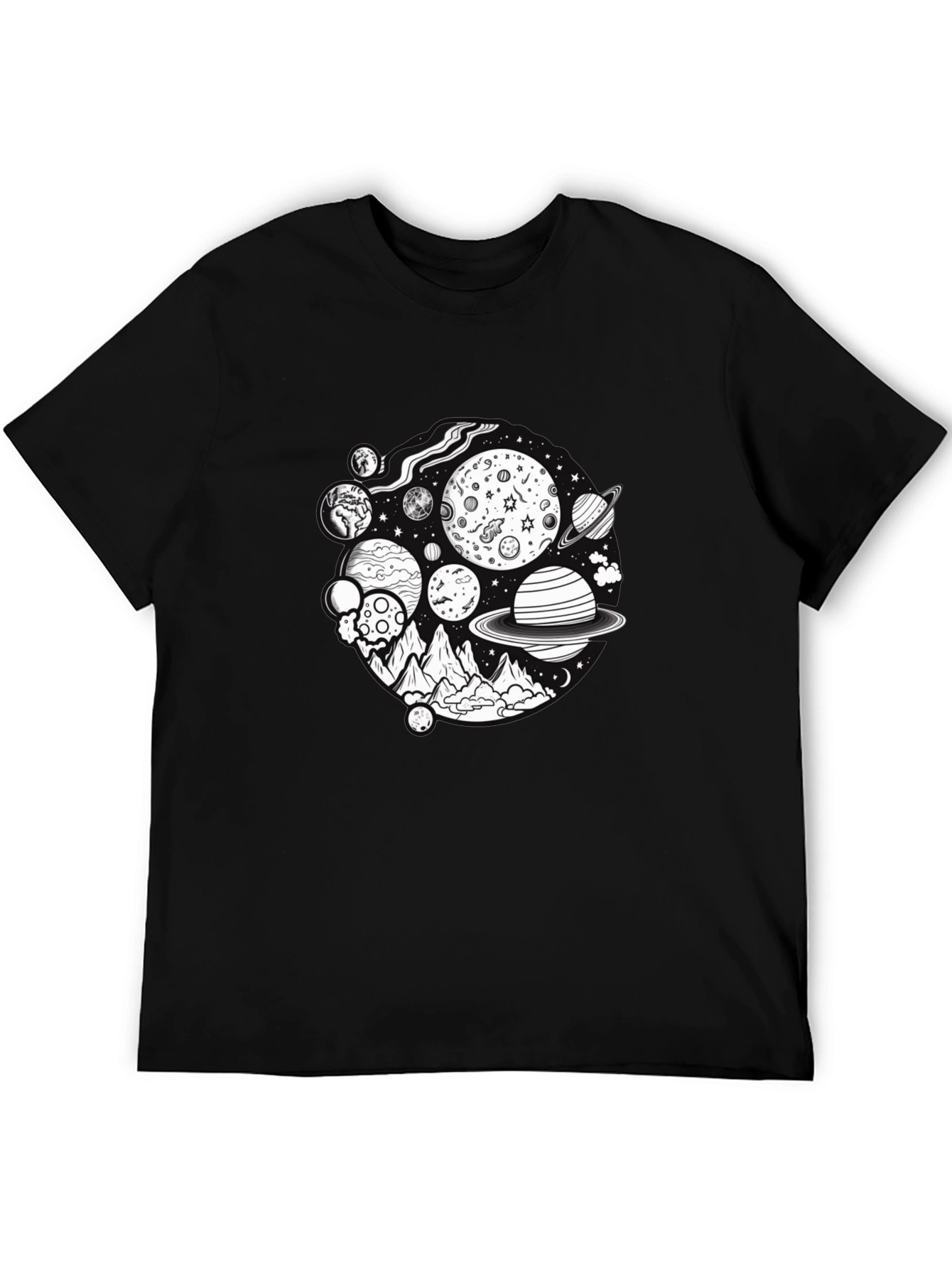 Cosmic Mountain Graphic Tee - Black Cotton Blend