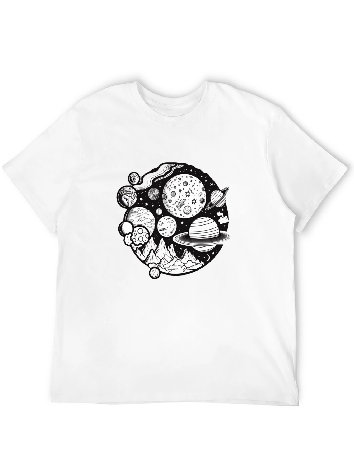 Cosmic Mountain Graphic Tee - Black Cotton Blend