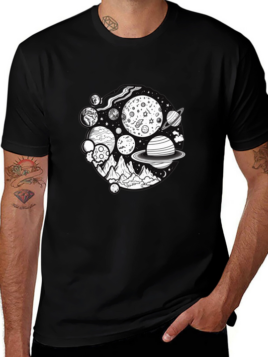 Cosmic Mountain Graphic Tee - Black Cotton Blend