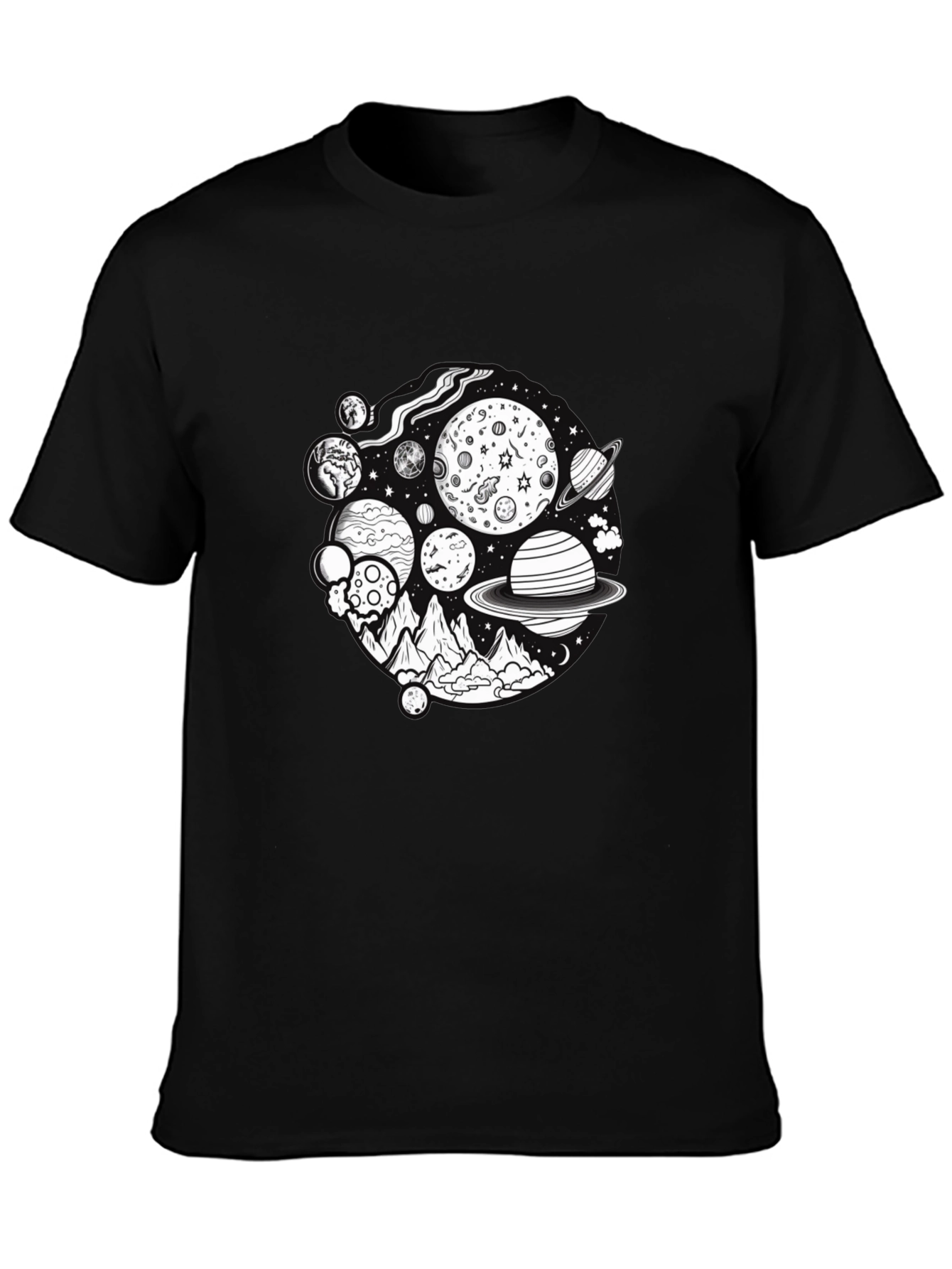 Cosmic Mountain Graphic Tee - Black Cotton Blend
