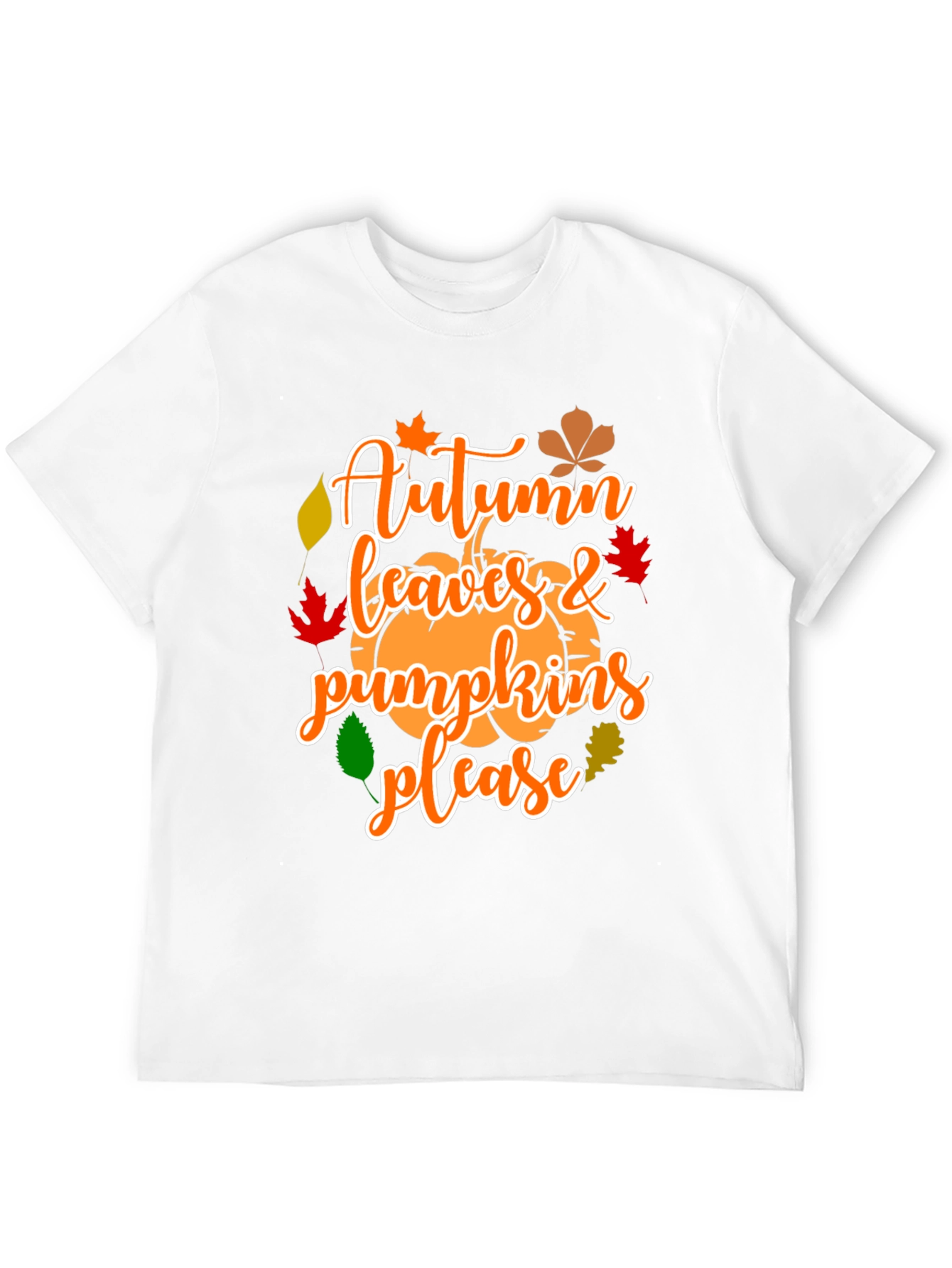 Autumn Leaves & Pumpkins Please Graphic T-Shirt