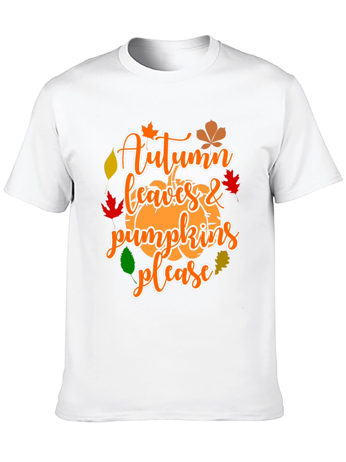 Autumn Leaves & Pumpkins Please Graphic T-Shirt