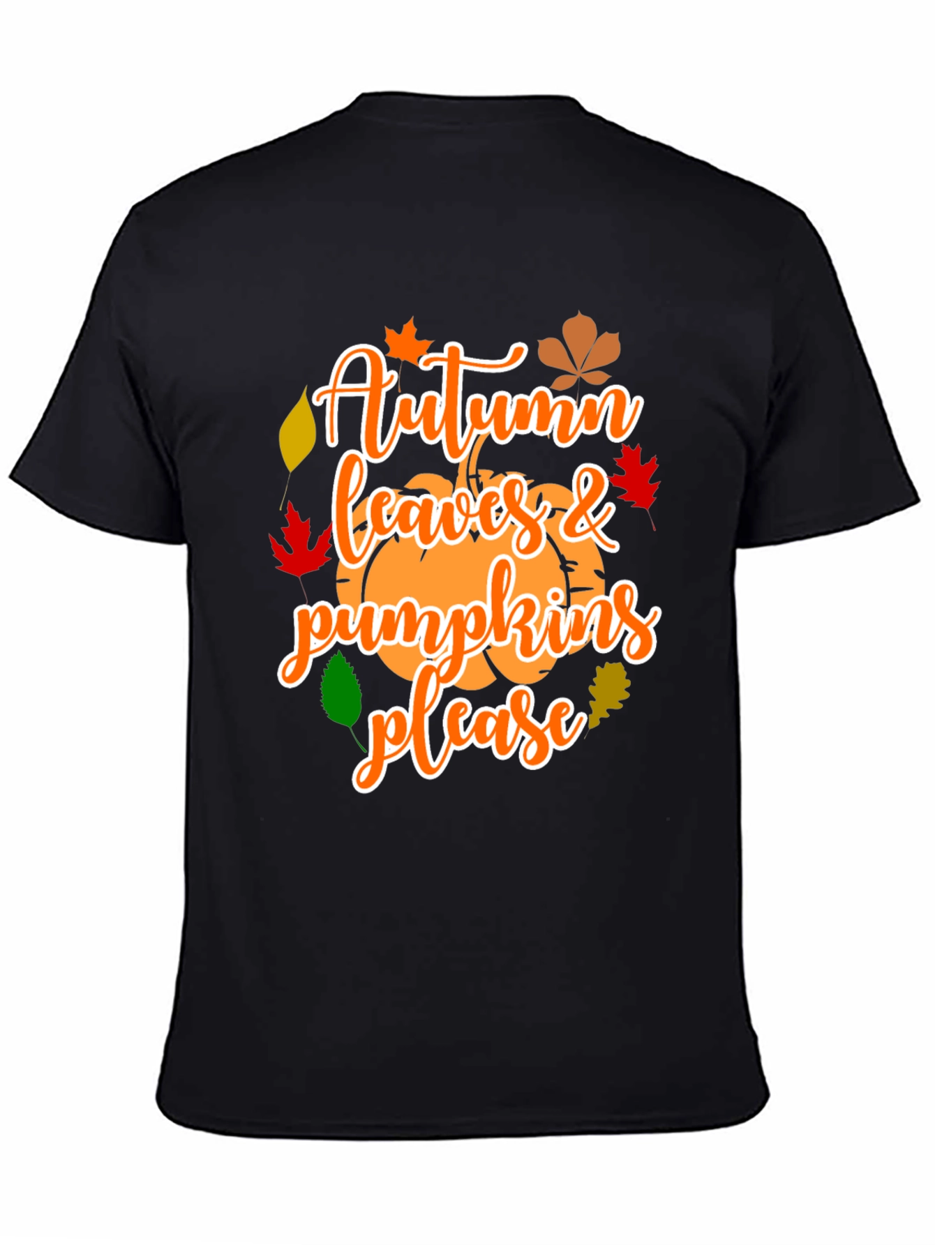 Autumn Leaves & Pumpkins Please Graphic T-Shirt