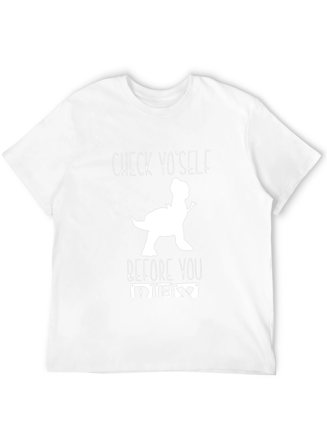 Check Yo Self Dinosaur Graphic Black T-Shirt
