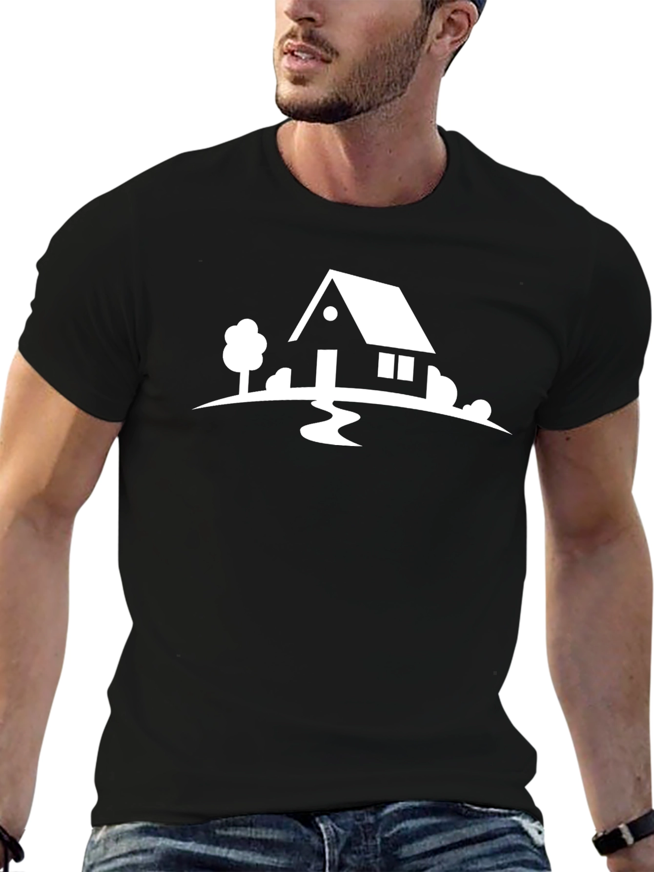 House Graphic Tee - Classic Black Cotton T-Shirt