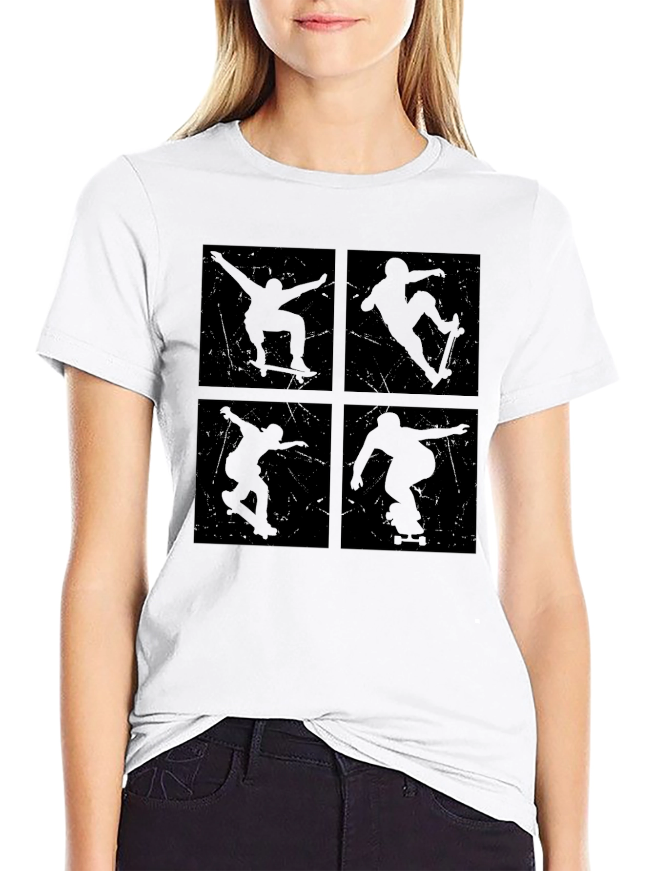 Skateboarding Silhouette Graphic Tee - Black