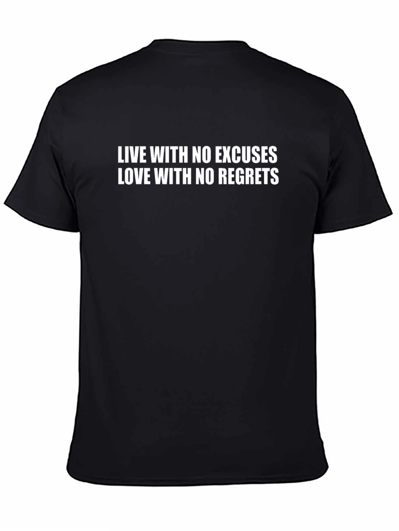 Inspirational Black T-Shirt - No Excuses No Regrets